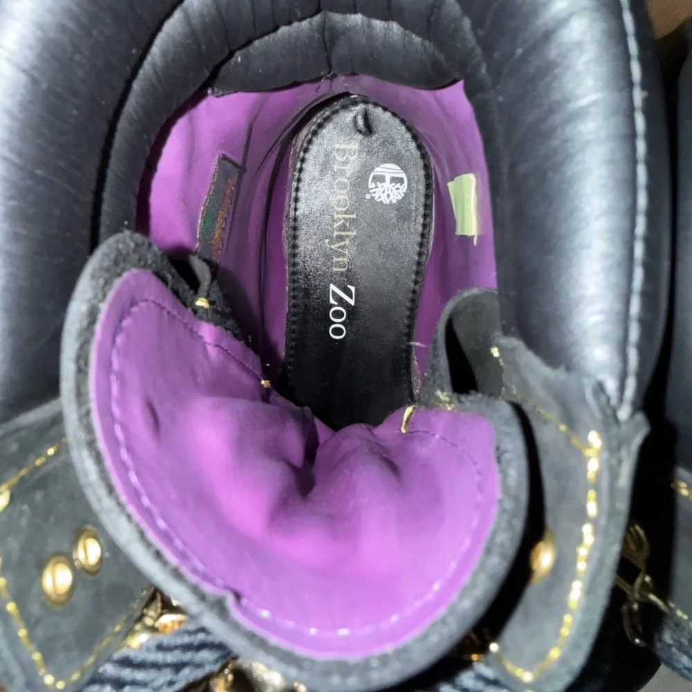 Timberland Planet Brooklyn PRO CUSTOM MADE Black and Plated Gold Chain Boots - Picture 15 of 16